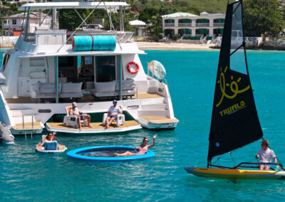 The beach club and our optional mini sail boat